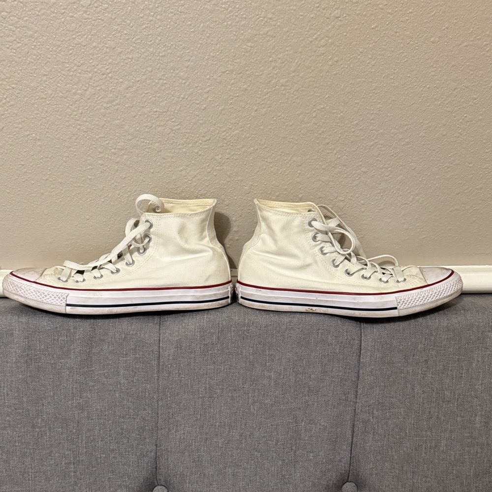Converse Off-White High-Tops with Red Accents